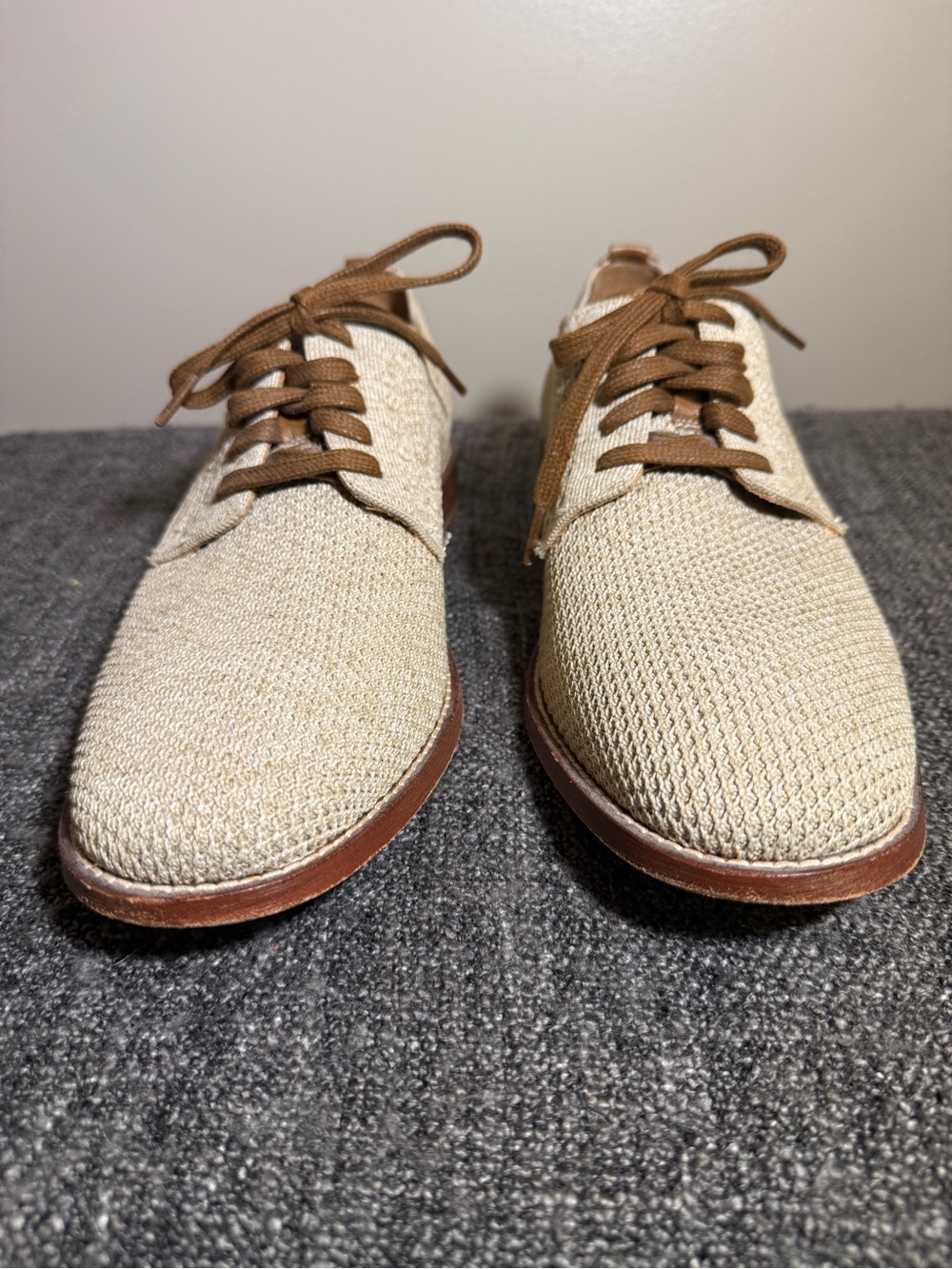 Cole Haan Men's Casual Knit Oxford Derby Shoes - Cream with Brown Accents 10.5M